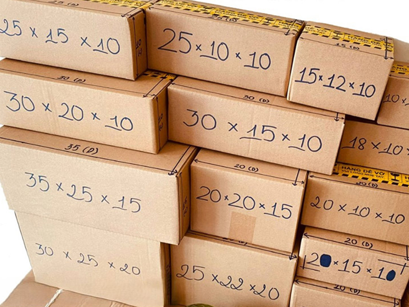 Minh họa về kích thước dài x rộng x cao của thùng carton hiện nay
