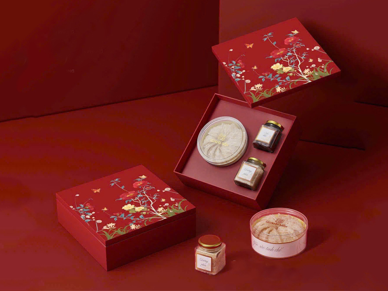 Mẫu hộp yến sào với thiết kế đơn giản, sử dụng màu sắc tinh tế