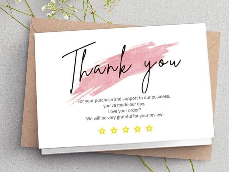 Thiệp cảm ơn với nội dung đong đầy cảm xúc