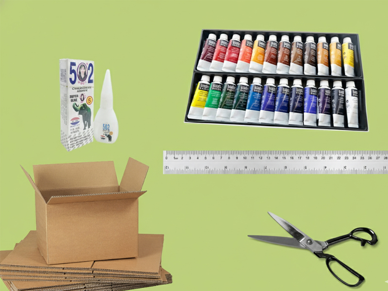 Dụng cụ cần chuẩn bị để làm kệ sách bằng giấy carton