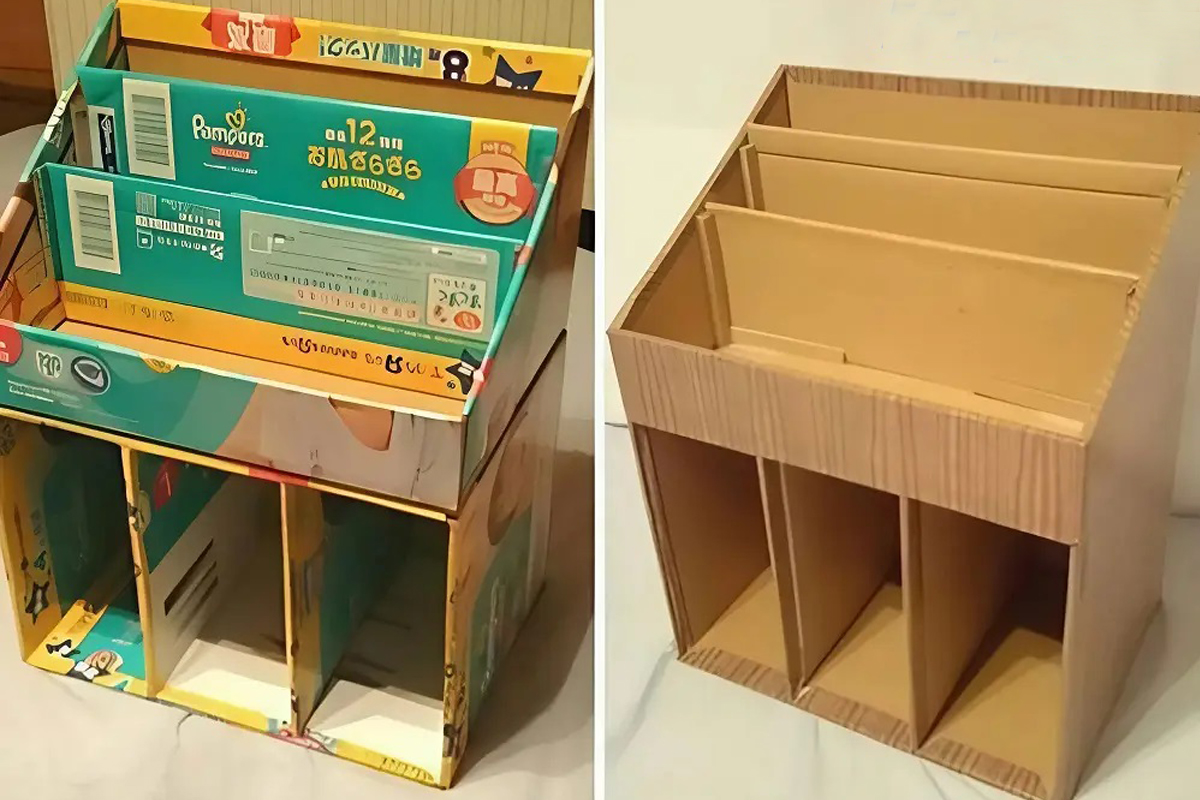 Hướng dẫn tự làm kệ sách bằng giấy carton đơn giản