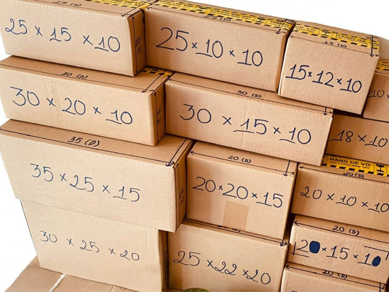 Phân loại thùng carton 15kg theo kích thước